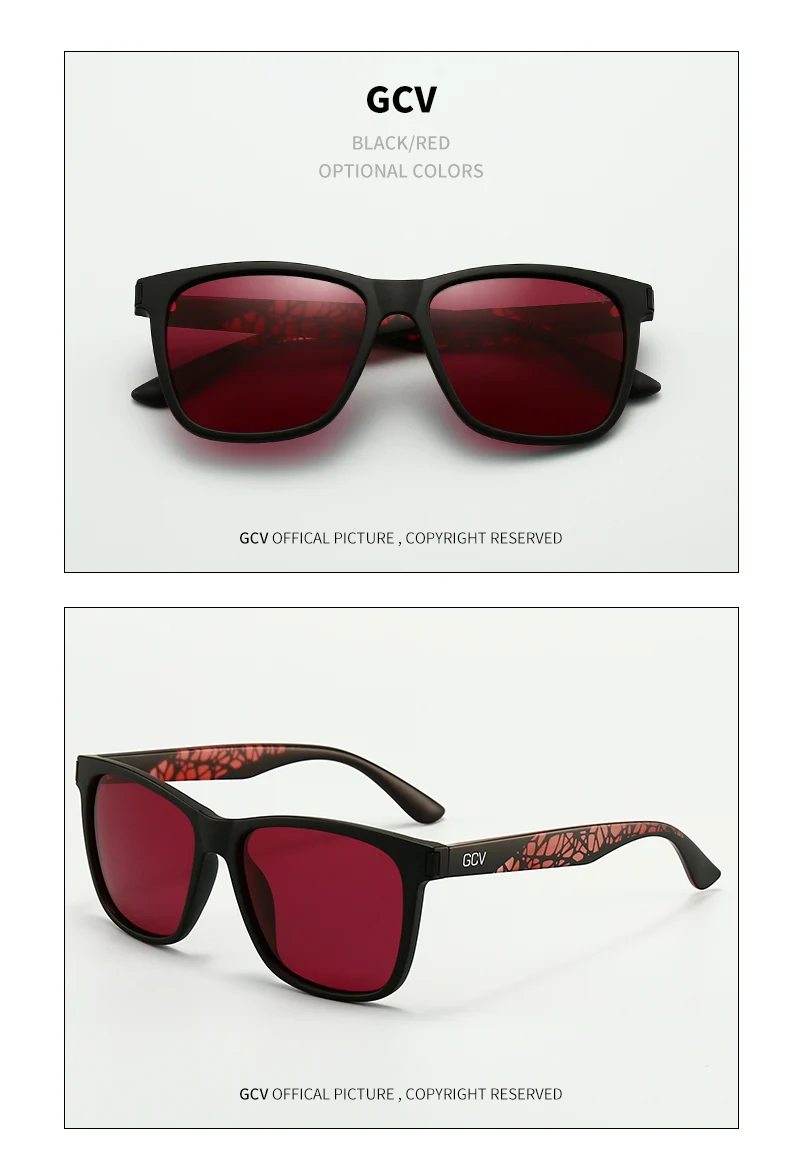 GCV Brand 2021 New Fashion Design Ultralight TR90  Square Frame Polarized Men Women Female Sunglasses Hawksbill Sports Tourism