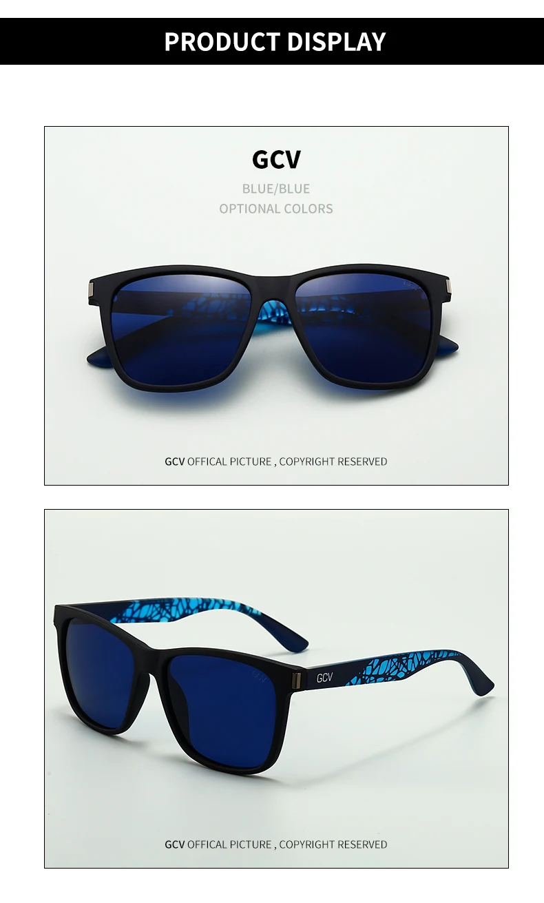 GCV Brand 2021 New Fashion Design Ultralight TR90  Square Frame Polarized Men Women Female Sunglasses Hawksbill Sports Tourism