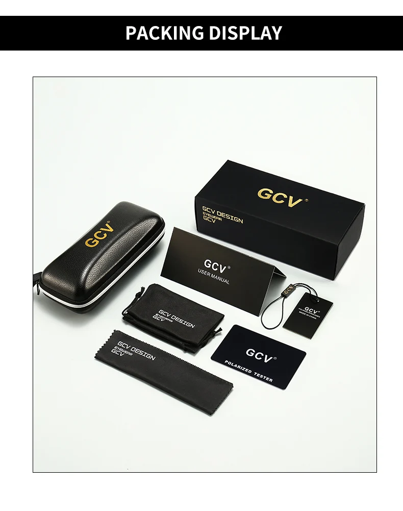 GCV Brand 2021 New Fashion Design Ultralight TR90  Square Frame Polarized Men Women Female Sunglasses Hawksbill Sports Tourism