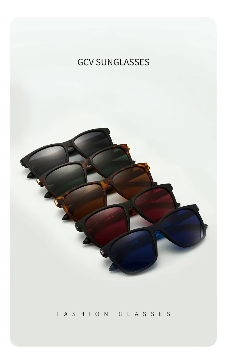 GCV Brand 2021 New Fashion Design Ultralight TR90  Square Frame Polarized Men Women Female Sunglasses Hawksbill Sports Tourism
