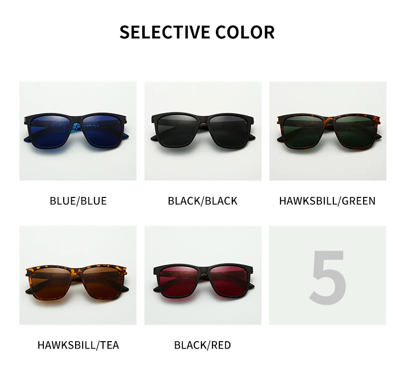 GCV Brand 2021 New Fashion Design Ultralight TR90  Square Frame Polarized Men Women Female Sunglasses Hawksbill Sports Tourism