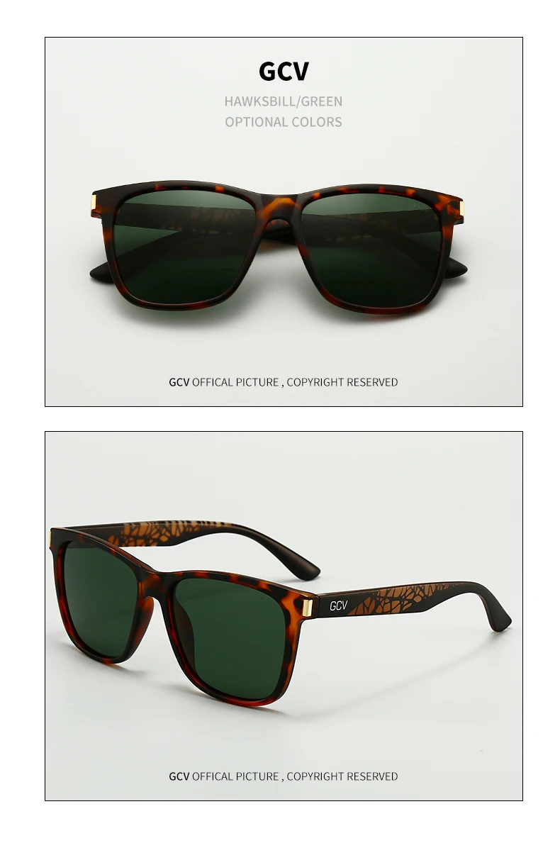 GCV Brand 2021 New Fashion Design Ultralight TR90  Square Frame Polarized Men Women Female Sunglasses Hawksbill Sports Tourism