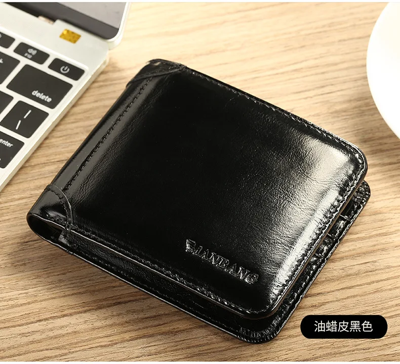 【Genuine Cowhide Leather】ManBang Brand Hot Sale Men's Wallet Luxury Original Short Tri-Fold First Layer Cowhide Purse Business 【Genuine Cowhide Leather】ManBang Brand Hot Sale Men's Wallet Luxury Original Short Tri-Fold First Layer Cowhide Purse Business