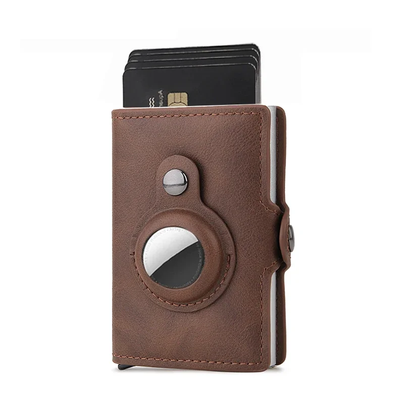 Carbon Fiber Rfid Card Holder Men Women Airtag Wallet Money Bag Leather Purse Thin Wallets For Apple AirTags Tracker Air Tag