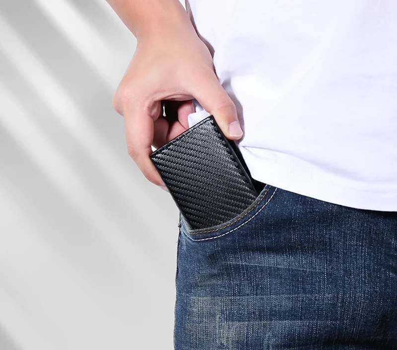 Carbon Fiber Rfid Card Holder Men Women Airtag Wallet Money Bag Leather Purse Thin Wallets For Apple AirTags Tracker Air Tag