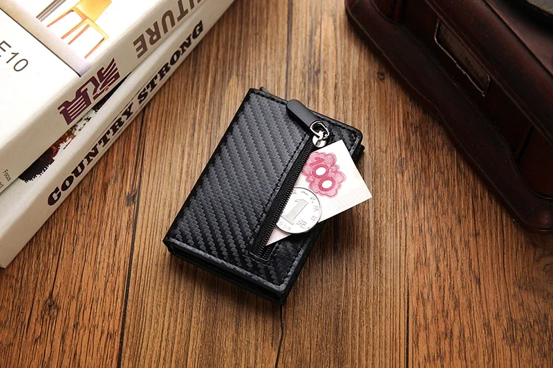 Carbon Fiber Rfid Card Holder Men Women Airtag Wallet Money Bag Leather Purse Thin Wallets For Apple AirTags Tracker Air Tag