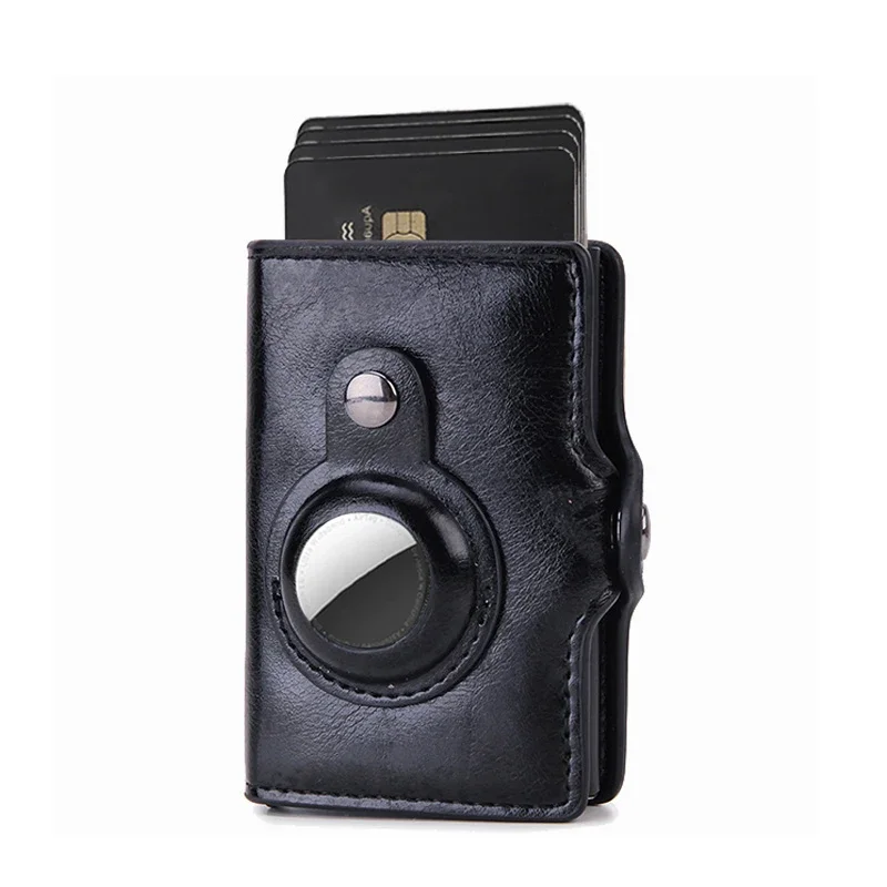 Carbon Fiber Rfid Card Holder Men Women Airtag Wallet Money Bag Leather Purse Thin Wallets For Apple AirTags Tracker Air Tag
