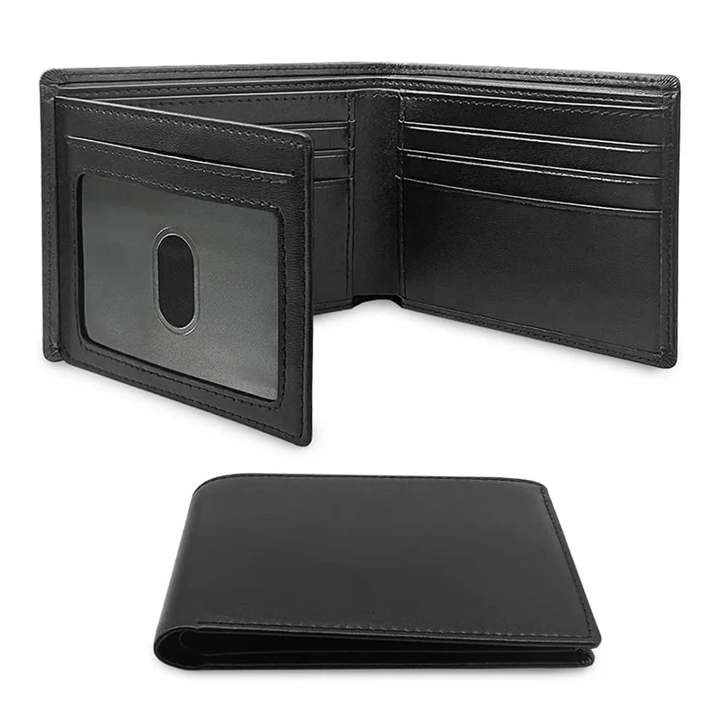 Slim Minimalist Tri-Fold Wallet Carbon Fiber RFID Blocking Men's  Wallet With ID Window and 9 Card Slots