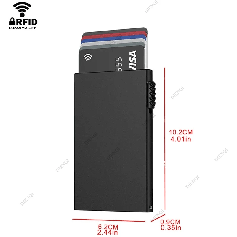 Alternative view of Rfid Smart Wallet Credit Card Holder Metal Thin Slim Men Women Wallets Pop Up Minimalist Wallet Small Black Purse Metal Vallet