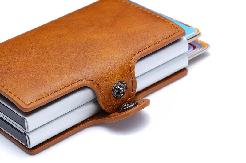 Carbon Fiber Credit Card Holder Men Wallet RFID PU Leather Metal Hasp Wallet Male Purse Minimalist Wolet Gifts for Men Carteiras