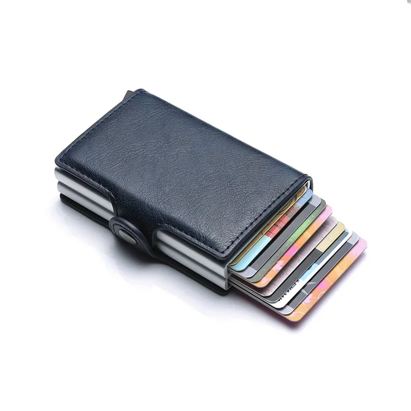 Carbon Fiber Credit Card Holder Men Wallet RFID PU Leather Metal Hasp Wallet Male Purse Minimalist Wolet Gifts for Men Carteiras