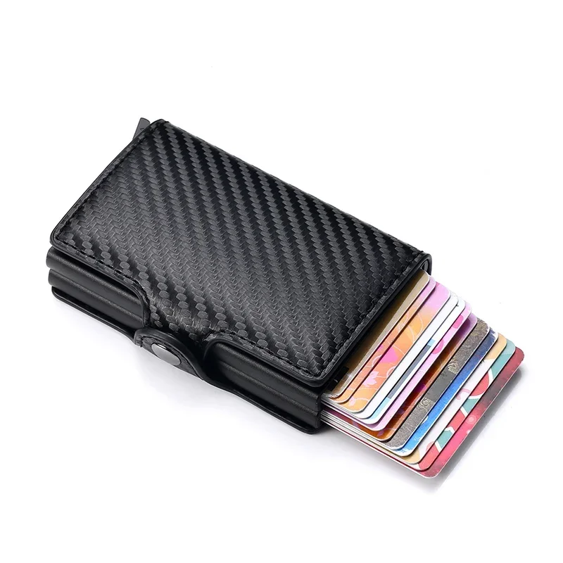 Carbon Fiber Credit Card Holder Men Wallet RFID PU Leather Metal Hasp Wallet Male Purse Minimalist Wolet Gifts for Men Carteiras