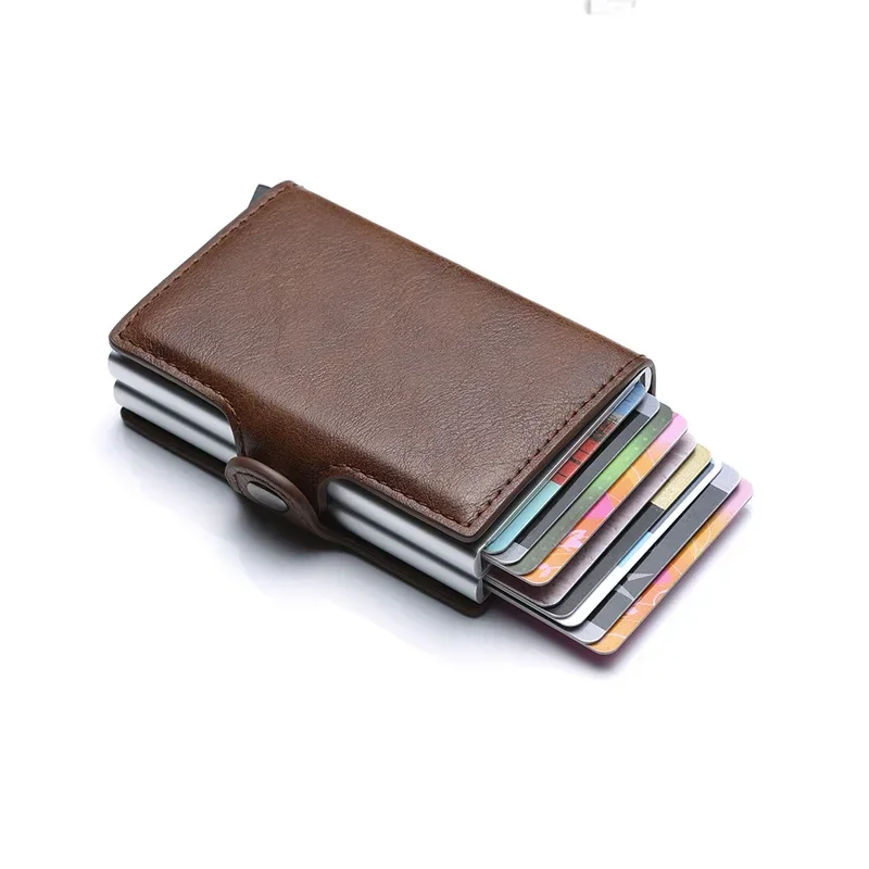 Carbon Fiber Credit Card Holder Men Wallet RFID PU Leather Metal Hasp Wallet Male Purse Minimalist Wolet Gifts for Men Carteiras