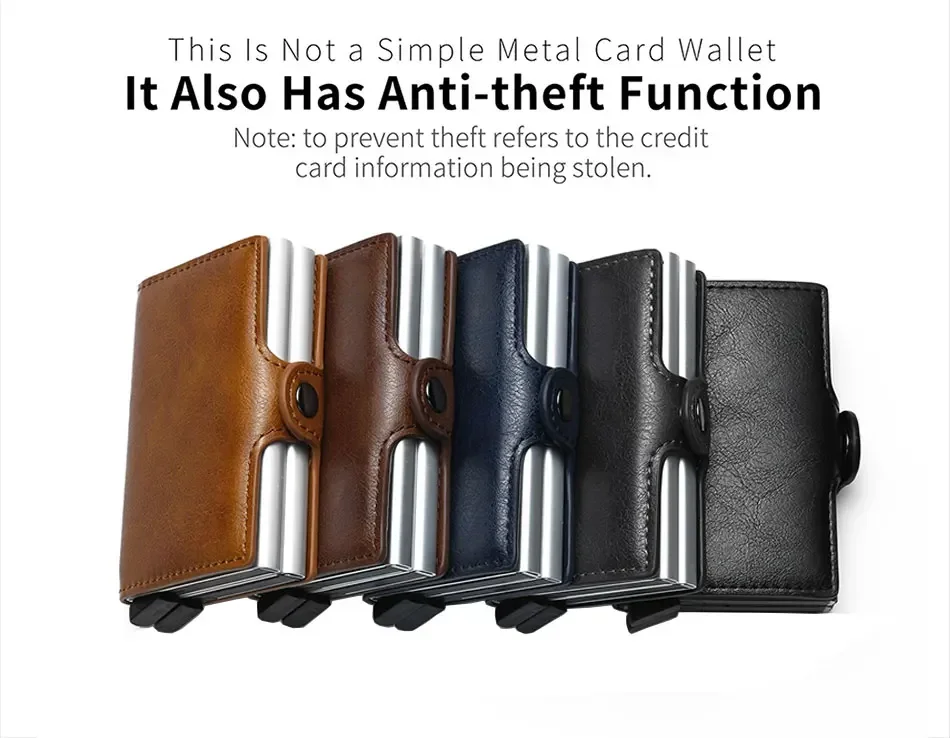 Carbon Fiber Credit Card Holder Men Wallet RFID PU Leather Metal Hasp Wallet Male Purse Minimalist Wolet Gifts for Men Carteiras