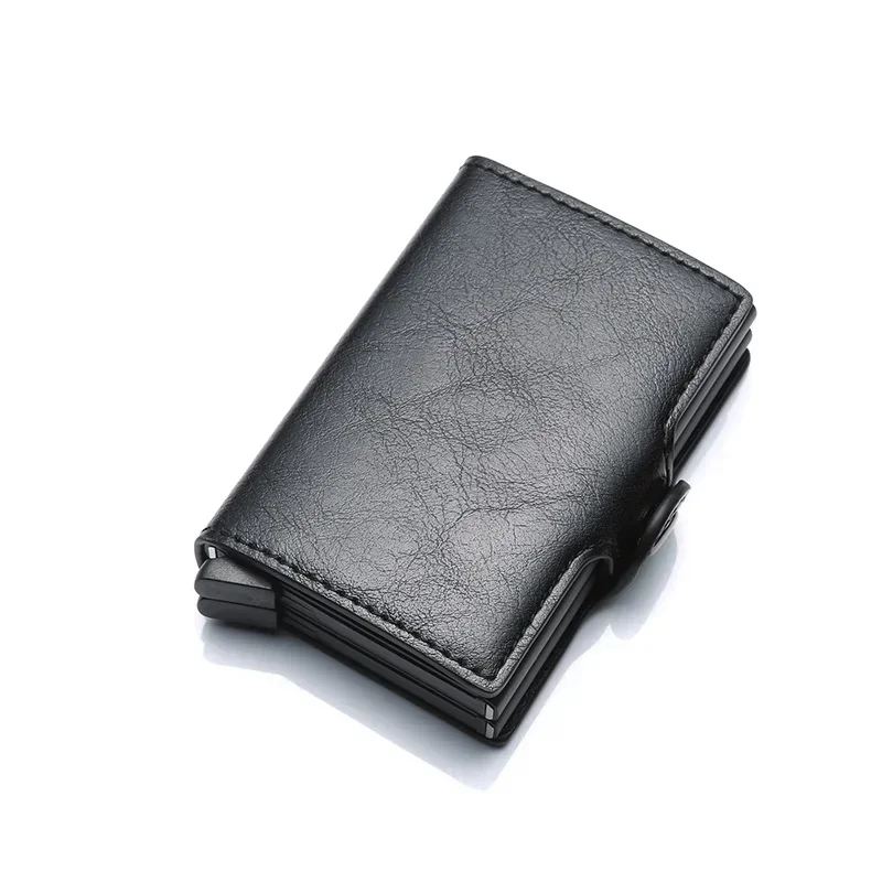 Carbon Fiber Credit Card Holder Men Wallet RFID PU Leather Metal Hasp Wallet Male Purse Minimalist Wolet Gifts for Men Carteiras