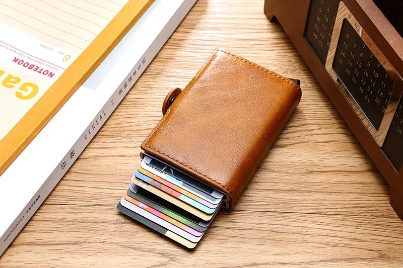 Carbon Fiber Credit Card Holder Men Wallet RFID PU Leather Metal Hasp Wallet Male Purse Minimalist Wolet Gifts for Men Carteiras