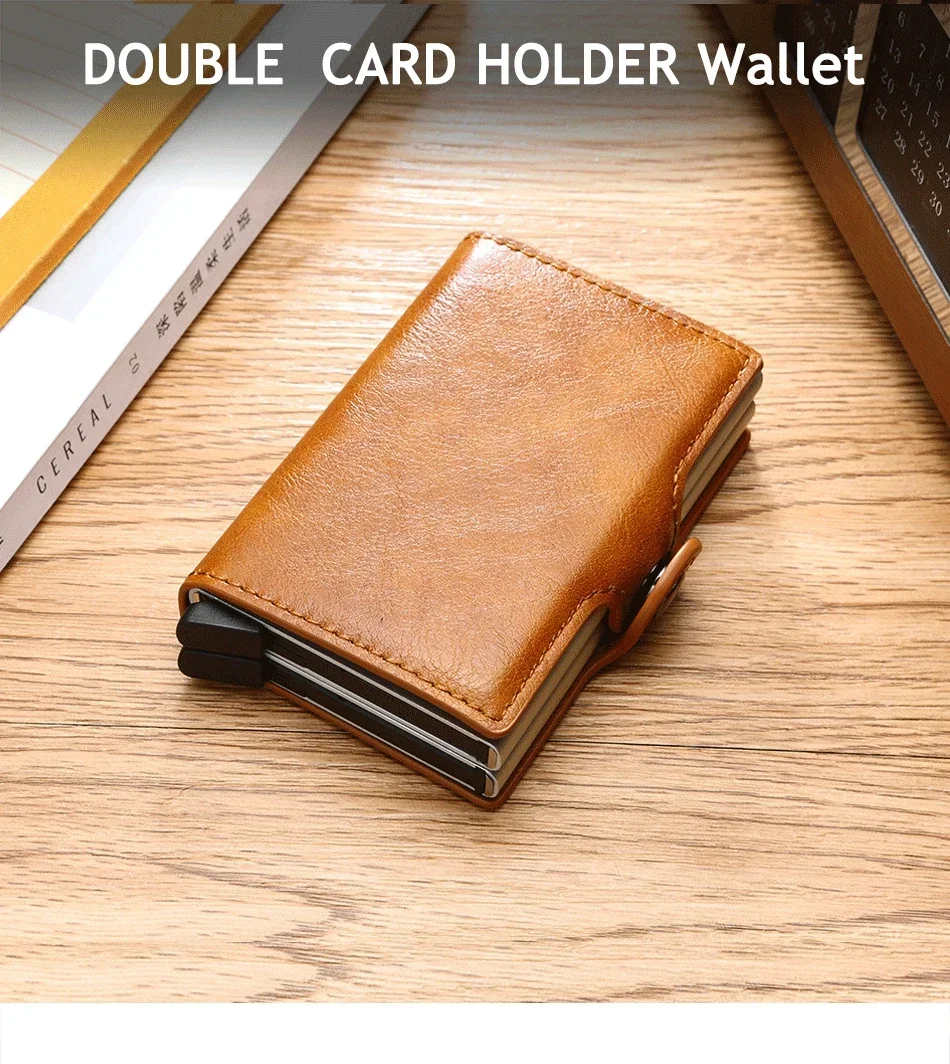 Carbon Fiber Credit Card Holder Men Wallet RFID PU Leather Metal Hasp Wallet Male Purse Minimalist Wolet Gifts for Men Carteiras