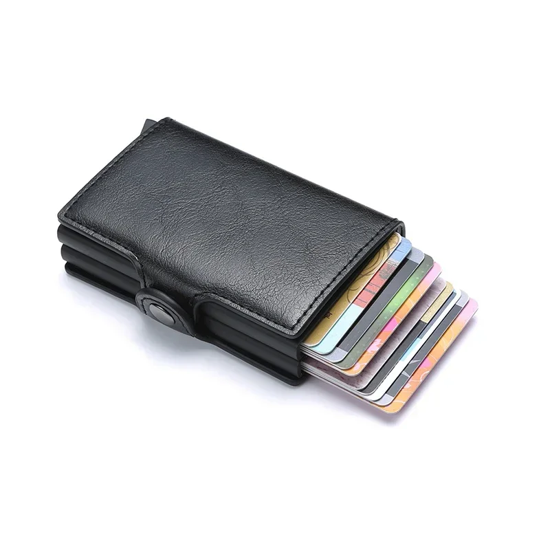 Carbon Fiber Credit Card Holder Men Wallet RFID PU Leather Metal Hasp Wallet Male Purse Minimalist Wolet Gifts for Men Carteiras
