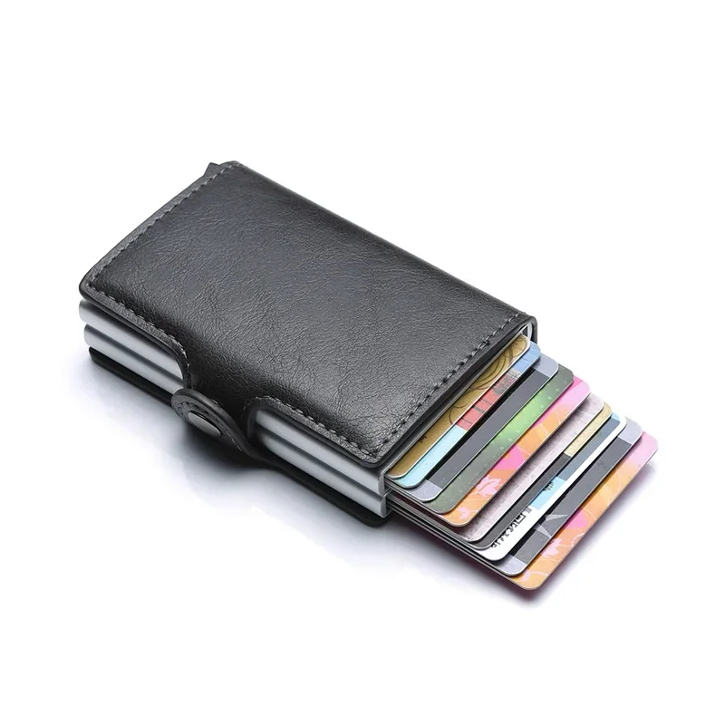 Carbon Fiber Credit Card Holder Men Wallet RFID PU Leather Metal Hasp Wallet Male Purse Minimalist Wolet Gifts for Men Carteiras