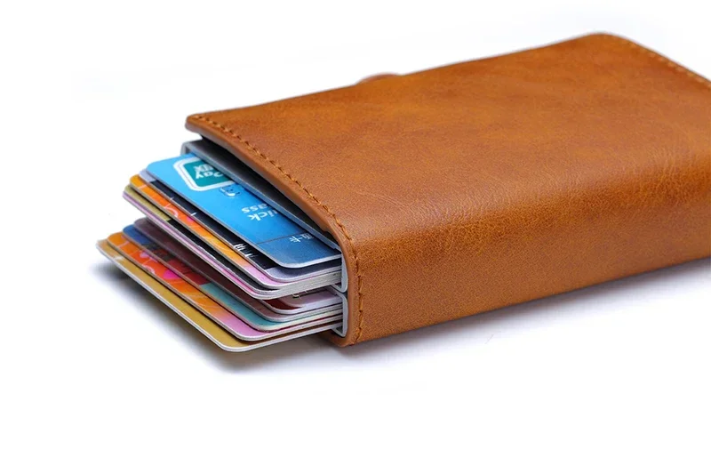 Carbon Fiber Credit Card Holder Men Wallet RFID PU Leather Metal Hasp Wallet Male Purse Minimalist Wolet Gifts for Men Carteiras
