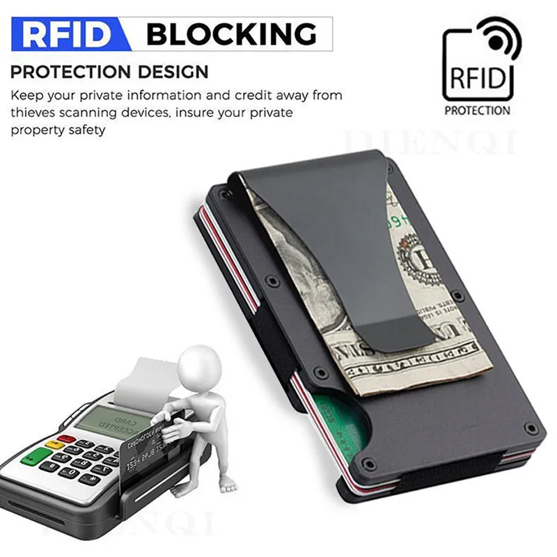 Alternative view of Slim Wallet For Men - Front Pocket RFID Blocking Minimalist Wallet For Men - Metal Wallet With Money Clip For Men