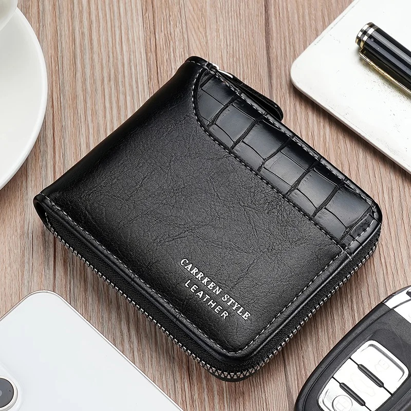 Alternative view of Leather Men’s Wallet Luxury Mens Purse Male Zipper Card Holders with Coin Pocket Rfid Wallets Gifts for Men Money Bag