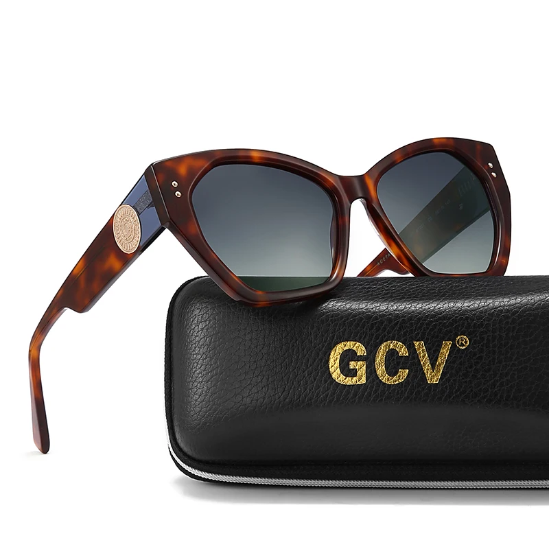 Alternative view of GCV Brand Acetate Appearance Patent Design Women's Butterfly Rectangular Triangle Polarized Sunglasses UV400 Fashion