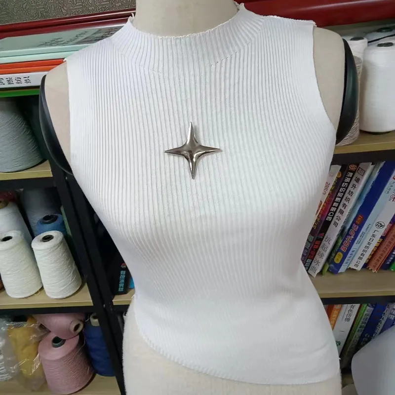 Y2K Crop Knit Top e-girl Women Sleeveless Asymmetrical Hem High Neck Stretchy Fitted Sweater Vest Summer 90s Outfit Y2K Crop Knit Top e-girl Women Sleeveless Asymmetrical Hem High Neck Stretchy Fitted Sweater Vest Summer 90s Outfit