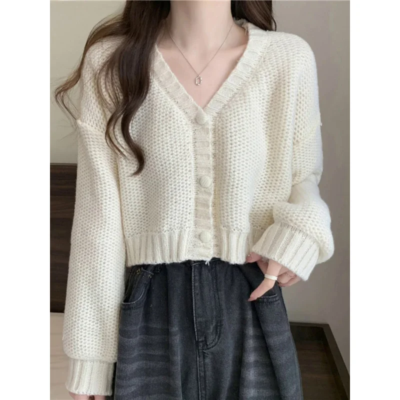 Alternative view of Women sweater cardigans V-neck button up casual knit sweet cardigan coat for woman 2024 Autumn Winter