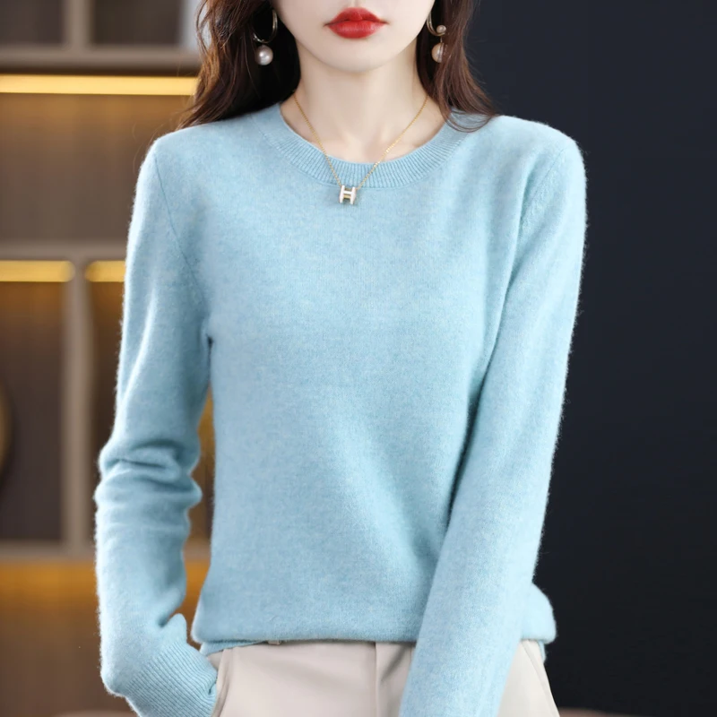 Alternative view of Autumn and winter new cashmere sweater 100% pure wool ladies O-neck knit pullover fashion loose warm bottoming shirt top