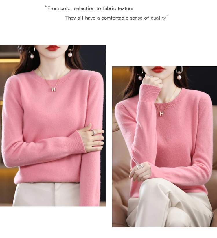 Autumn and winter new cashmere sweater 100% pure wool ladies O-neck knit pullover fashion loose warm bottoming shirt top