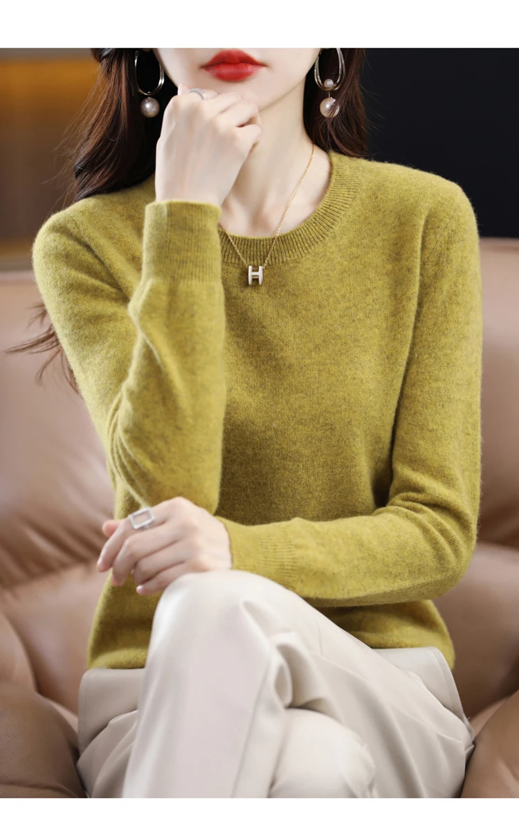 Autumn and winter new cashmere sweater 100% pure wool ladies O-neck knit pullover fashion loose warm bottoming shirt top