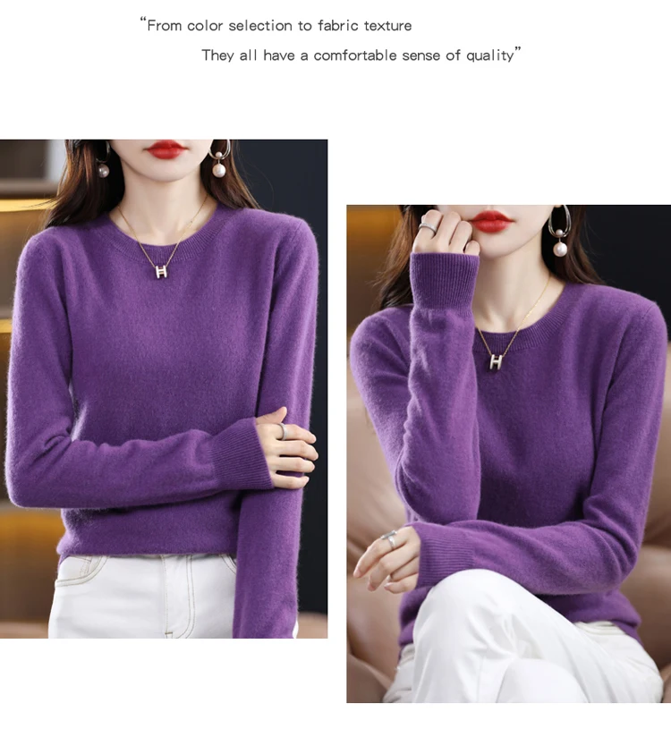 Autumn and winter new cashmere sweater 100% pure wool ladies O-neck knit pullover fashion loose warm bottoming shirt top