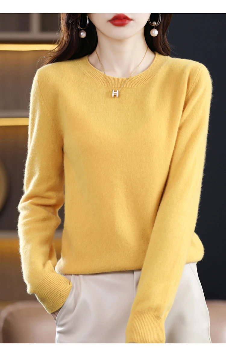 Autumn and winter new cashmere sweater 100% pure wool ladies O-neck knit pullover fashion loose warm bottoming shirt top