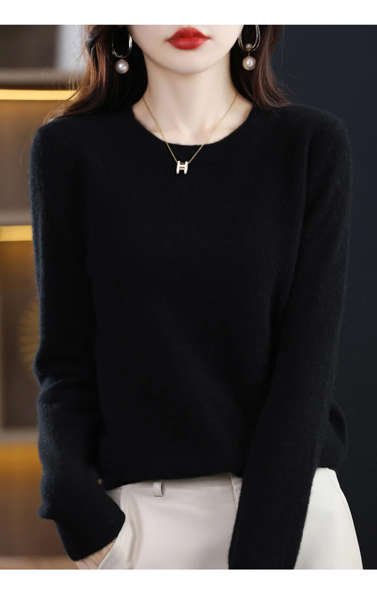 Autumn and winter new cashmere sweater 100% pure wool ladies O-neck knit pullover fashion loose warm bottoming shirt top