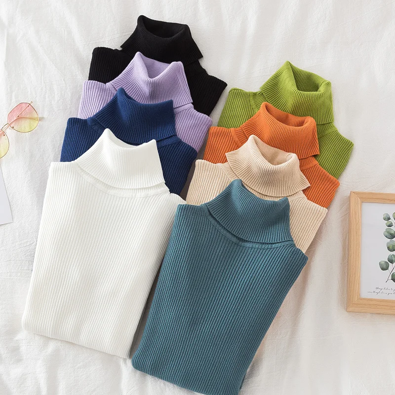 Alternative view of Women Turtleneck Sweater Knitted Soft Pullovers cashmere Jumpers Basic Solid Soft Sweaters Women Autumn Winter Casual Top