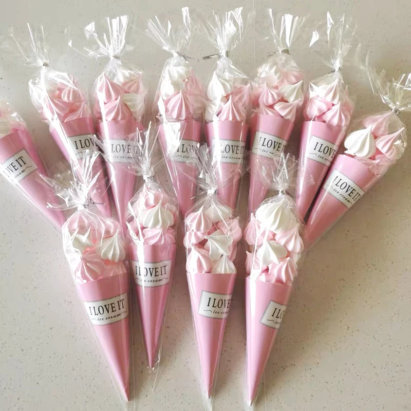 50pcs Clear Cone Candy Storage Bags Cones Transprant Plastic Bag Popcorn Candy Bags for Baby Shower Wedding Party Bags Supplies