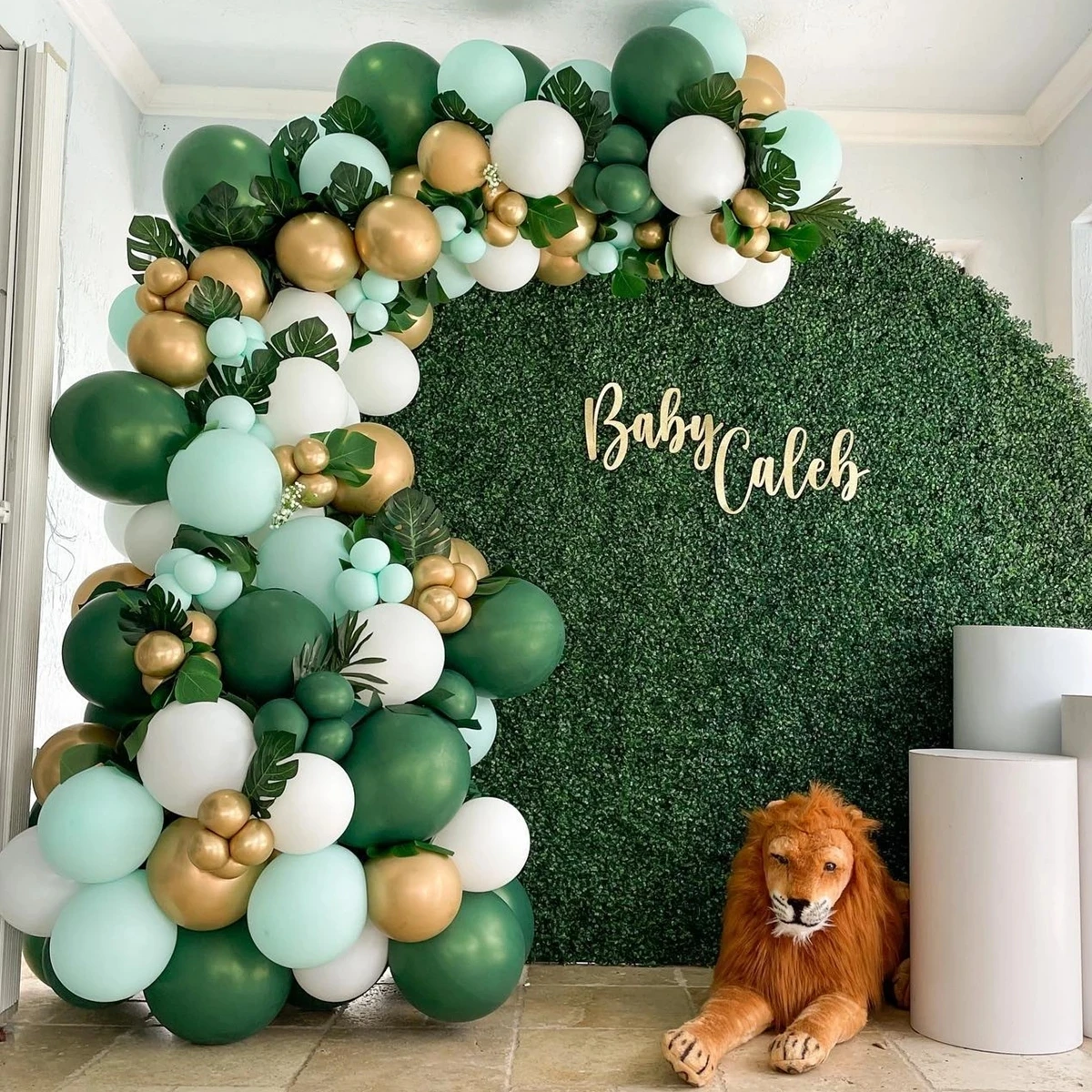 Alternative view of Metal Green Gold Balloon Garland Arch Kit Kids Birthday Wedding Party Matte Black White Latex Balloons Baby Shower Decorations