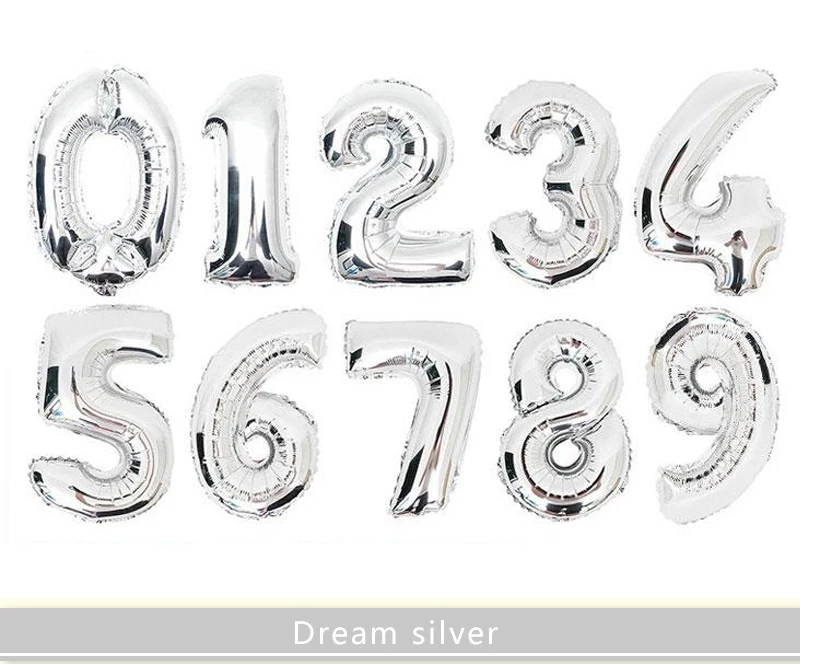 16 32 Inch Foil Number Balloons Wedding Happy Birthday Party Decorations Rose Gold Digital Globos Balloon Baby Shower Supplies