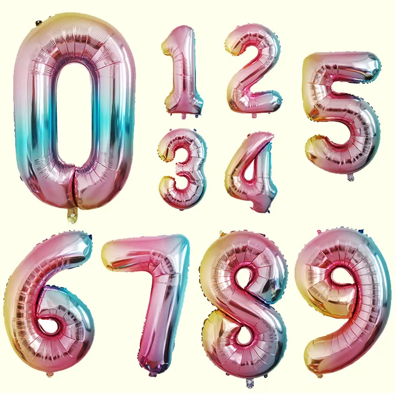 Alternative view of 16 32 Inch Foil Number Balloons Wedding Happy Birthday Party Decorations Rose Gold Digital Globos Balloon Baby Shower Supplies