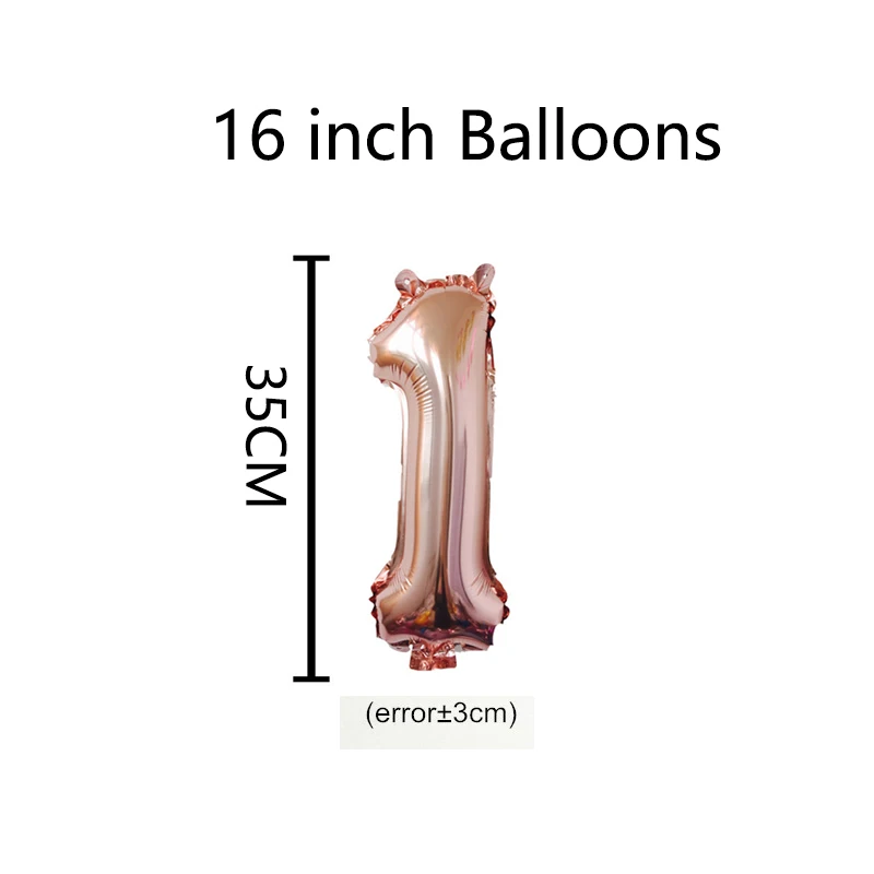 16 32 Inch Foil Number Balloons Wedding Happy Birthday Party Decorations Rose Gold Digital Globos Balloon Baby Shower Supplies