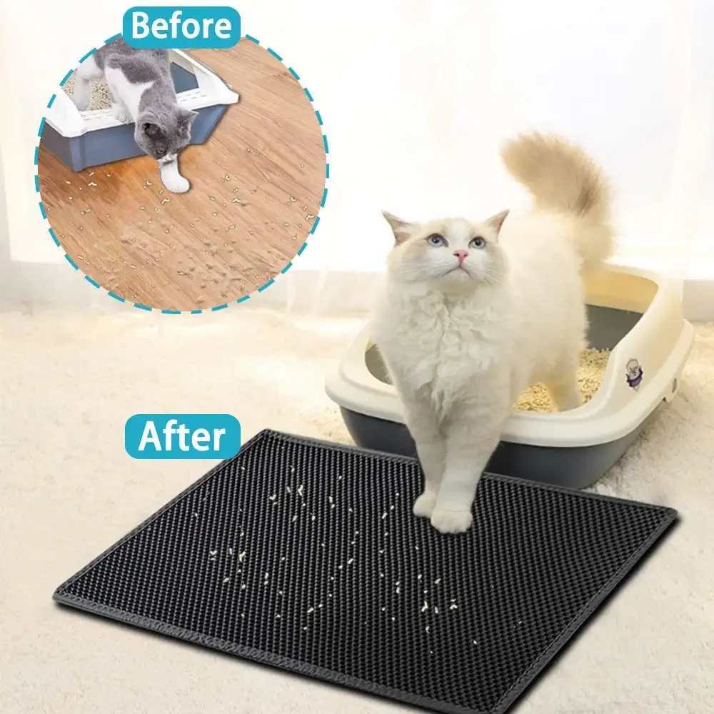 Alternative view of Cat Litter Mat With Gift Double Layer Waterproof Pet Litter Box Mat Non-slip Sand Cat Pad Washable Bed Mat Clean Pad Products