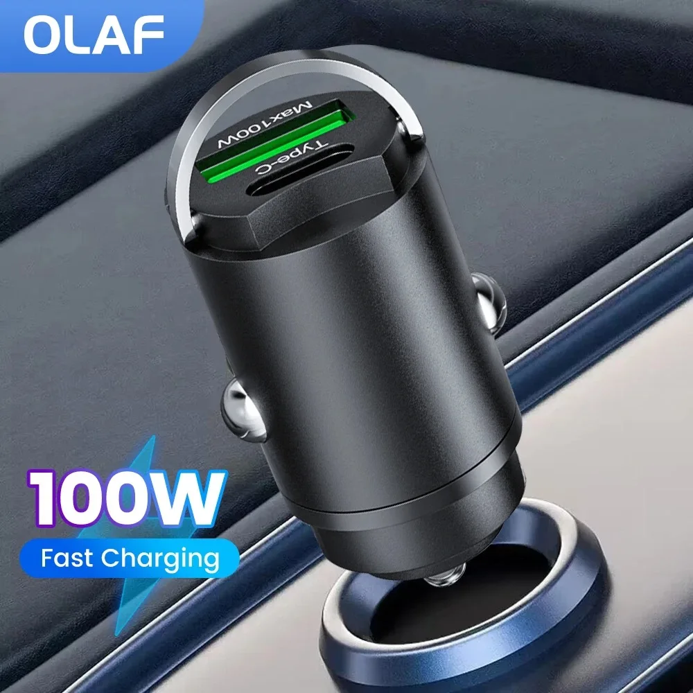 Alternative view of 100W Mini USB Car Charger Fast Charging Type C QC3.0 PD Auto Chargers Car Phone Charger Adapter For iphone Samsung Huawei Xiaomi