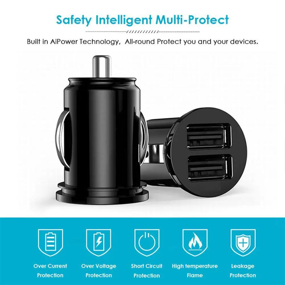 Mini Car Charger 2.4A Dual USB Fast Charging Universal Mobile Phone in Car Charge Tablet GPS For iPhone Xiaomi Samsung Huawei