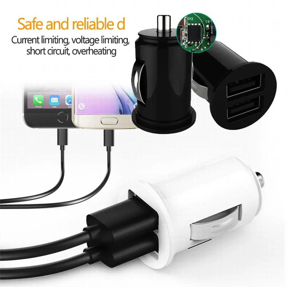 Mini Car Charger 2.4A Dual USB Fast Charging Universal Mobile Phone in Car Charge Tablet GPS For iPhone Xiaomi Samsung Huawei