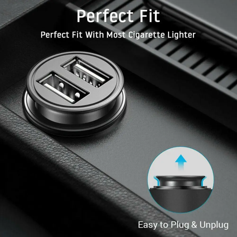 Mini Car Charger 2.4A Dual USB Fast Charging Universal Mobile Phone in Car Charge Tablet GPS For iPhone Xiaomi Samsung Huawei