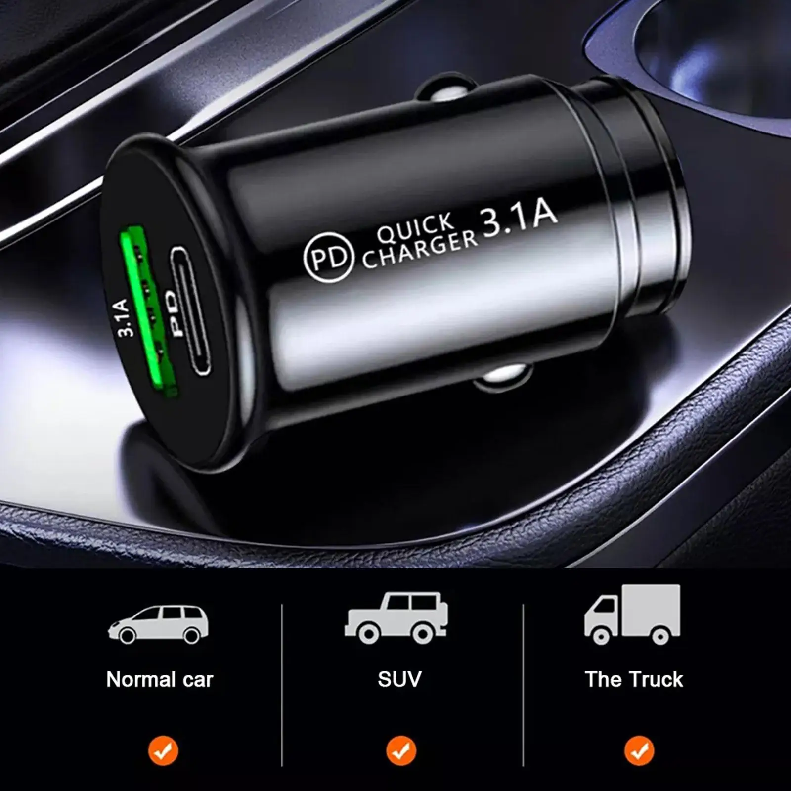QC3.0 Car Charger Fast Charging White Black Car Lighter Slot PD 20W USB Type C Charge For 12V 24V Car Truck Boat RV Motorcycle QC3.0 Car Charger Fast Charging White Black Car Lighter Slot PD 20W USB Type C Charge For 12V 24V Car Truck Boat RV Motorcycle