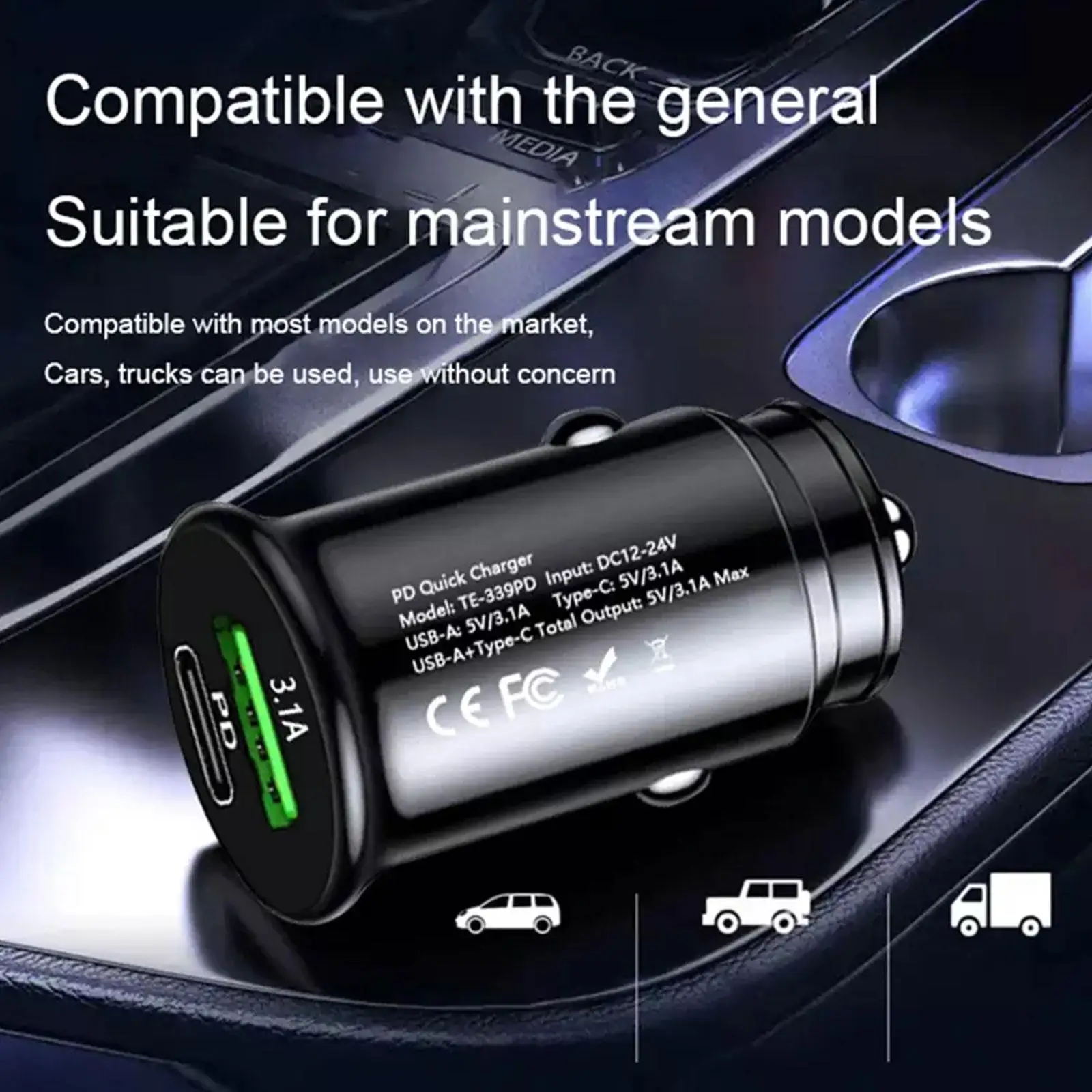 QC3.0 Car Charger Fast Charging White Black Car Lighter Slot PD 20W USB Type C Charge For 12V 24V Car Truck Boat RV Motorcycle QC3.0 Car Charger Fast Charging White Black Car Lighter Slot PD 20W USB Type C Charge For 12V 24V Car Truck Boat RV Motorcycle