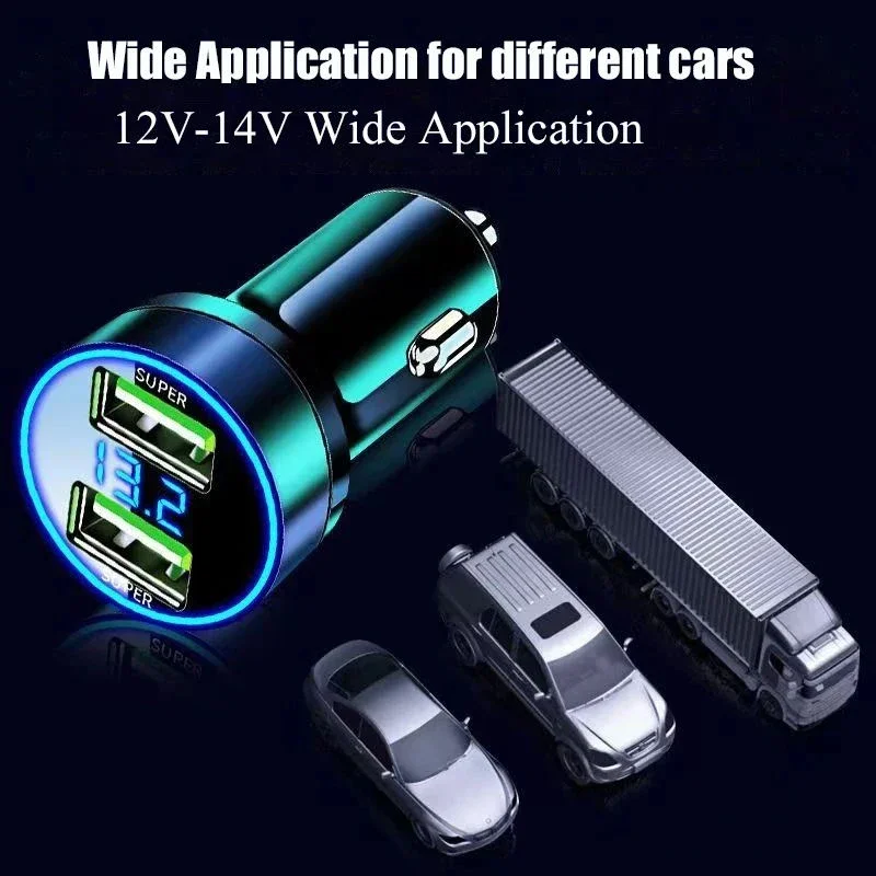 240W IWP Car Charger Fast Charging 2 USB Ports Adapter Quick Charging Chargers with Digital Display Car Usb Charger Accessories