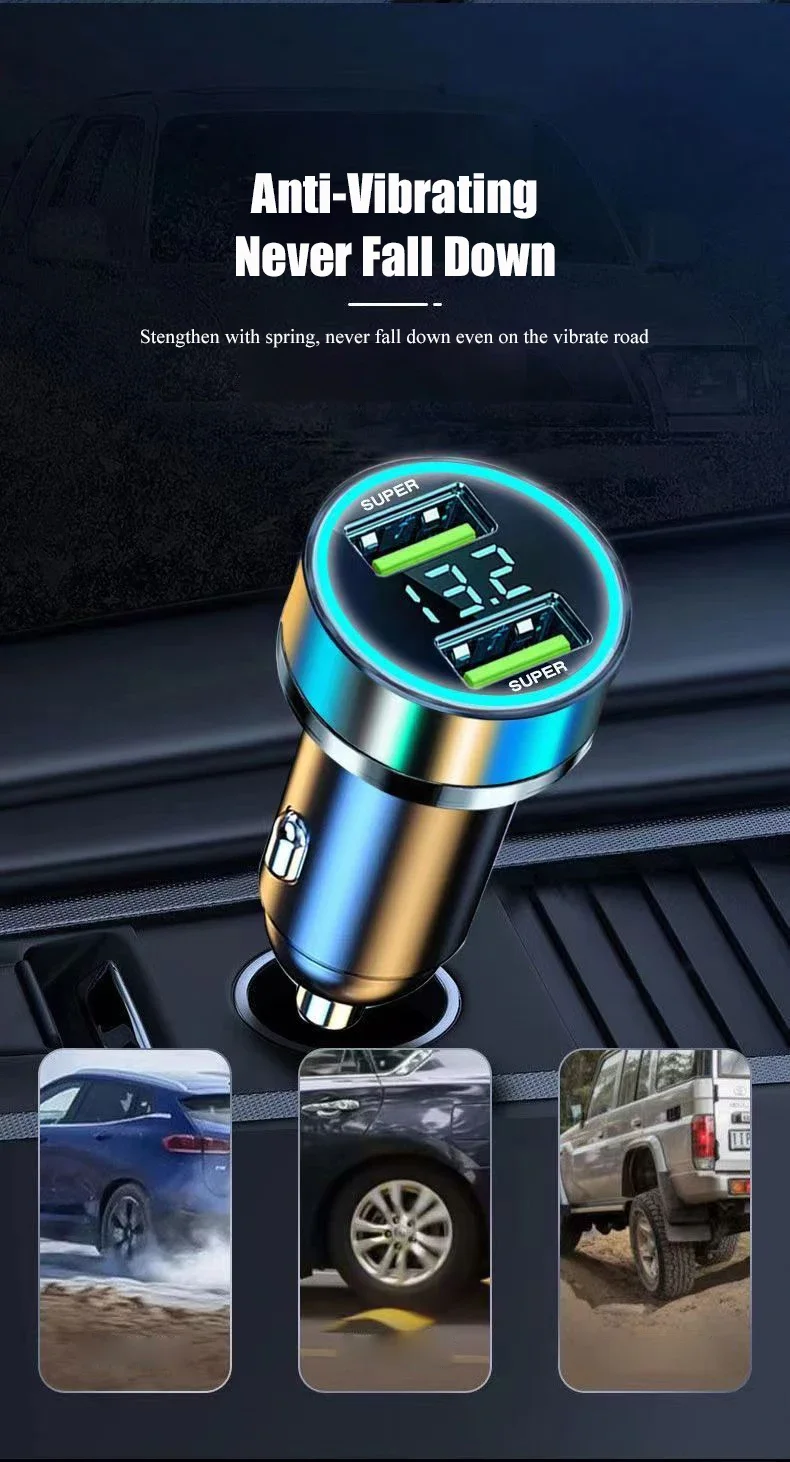 240W IWP Car Charger Fast Charging 2 USB Ports Adapter Quick Charging Chargers with Digital Display Car Usb Charger Accessories